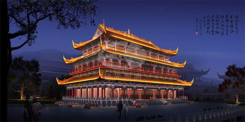 古建景觀亮化設計效果圖二