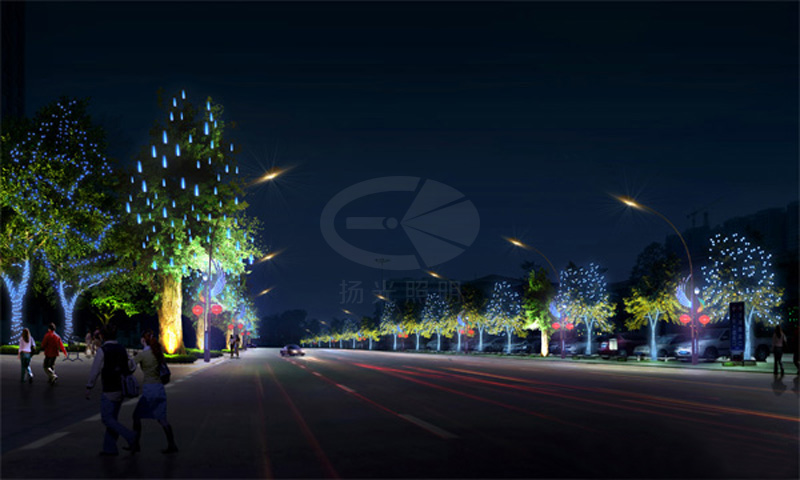 城市道路夜景燈光設計效果圖一